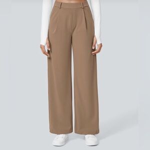 HALARA Women's Brown Wide-Leg Trousers